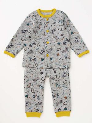 ベビーパジャマ・スリーパー|Ampersand（アンパサンド）自転車柄キルト前開きパジャマ|グレー