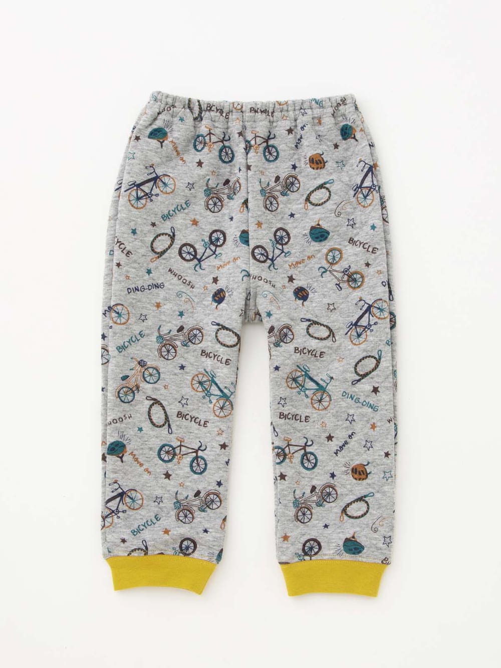ベビーパジャマ・スリーパー|Ampersand（アンパサンド）自転車柄キルト前開きパジャマ|グレー