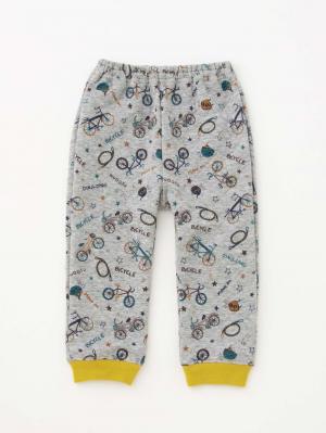 ベビーパジャマ・スリーパー|Ampersand（アンパサンド）自転車柄キルト前開きパジャマ|グレー