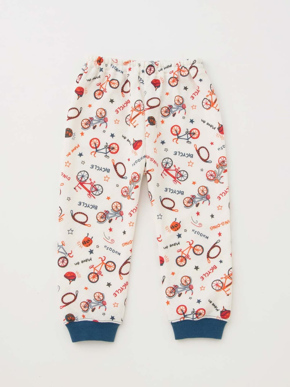 ベビーパジャマ・スリーパー|Ampersand（アンパサンド）自転車柄キルト前開きパジャマ|アイボリー