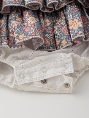 ロンパース・カバーオール|【ベビー服】【Tappet】フラワープリントフリルロンパース