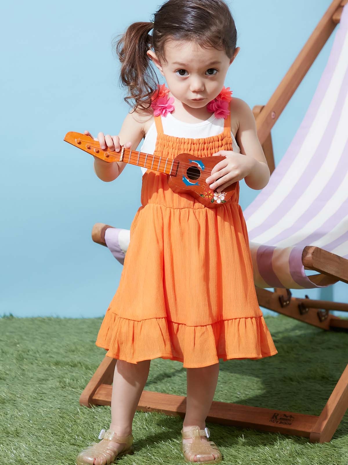 ベビートップス|【ベビー服】Caldia（カルディア）テレコシフォンフラワーキャミソール