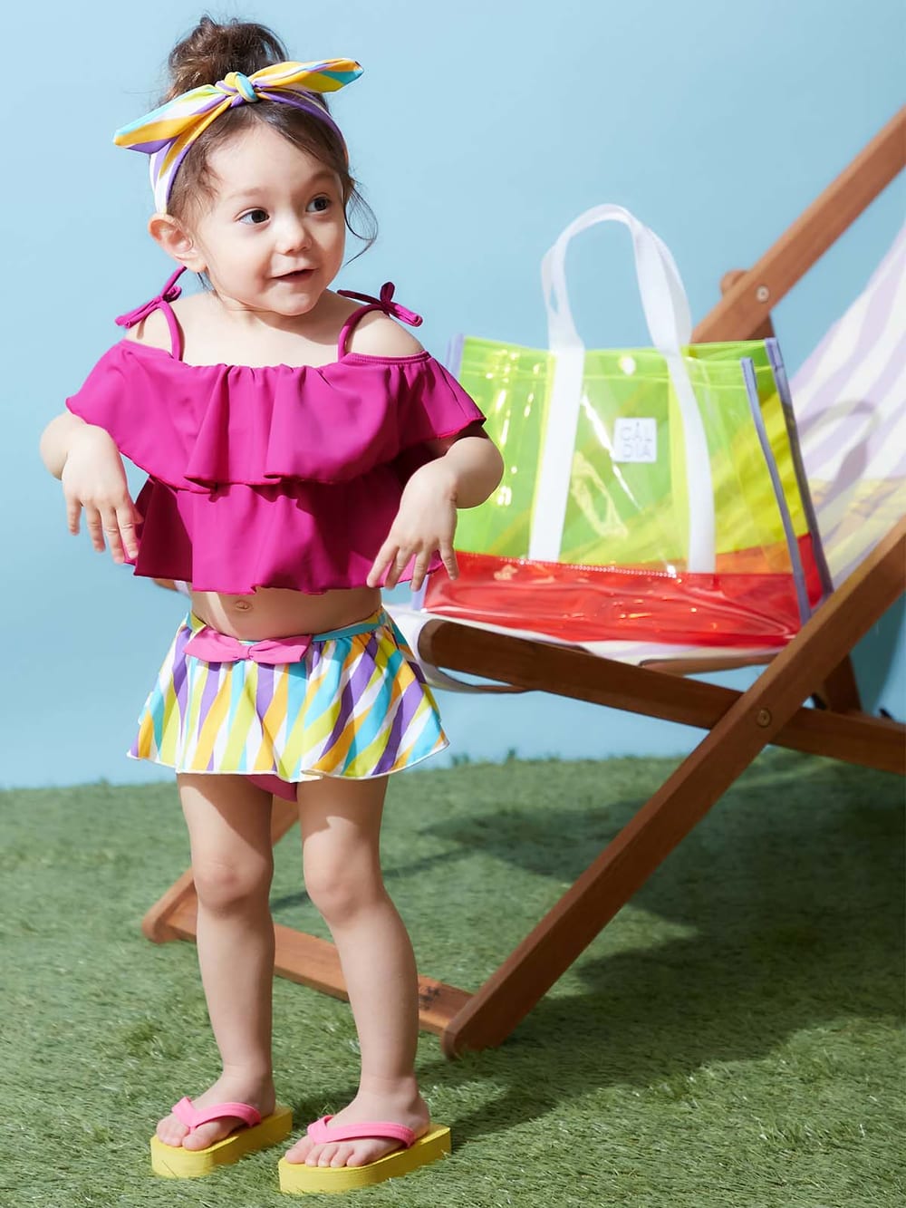 ベビー小物|Caldia（カルディア）カラーブロックプールバッグ|イエロー