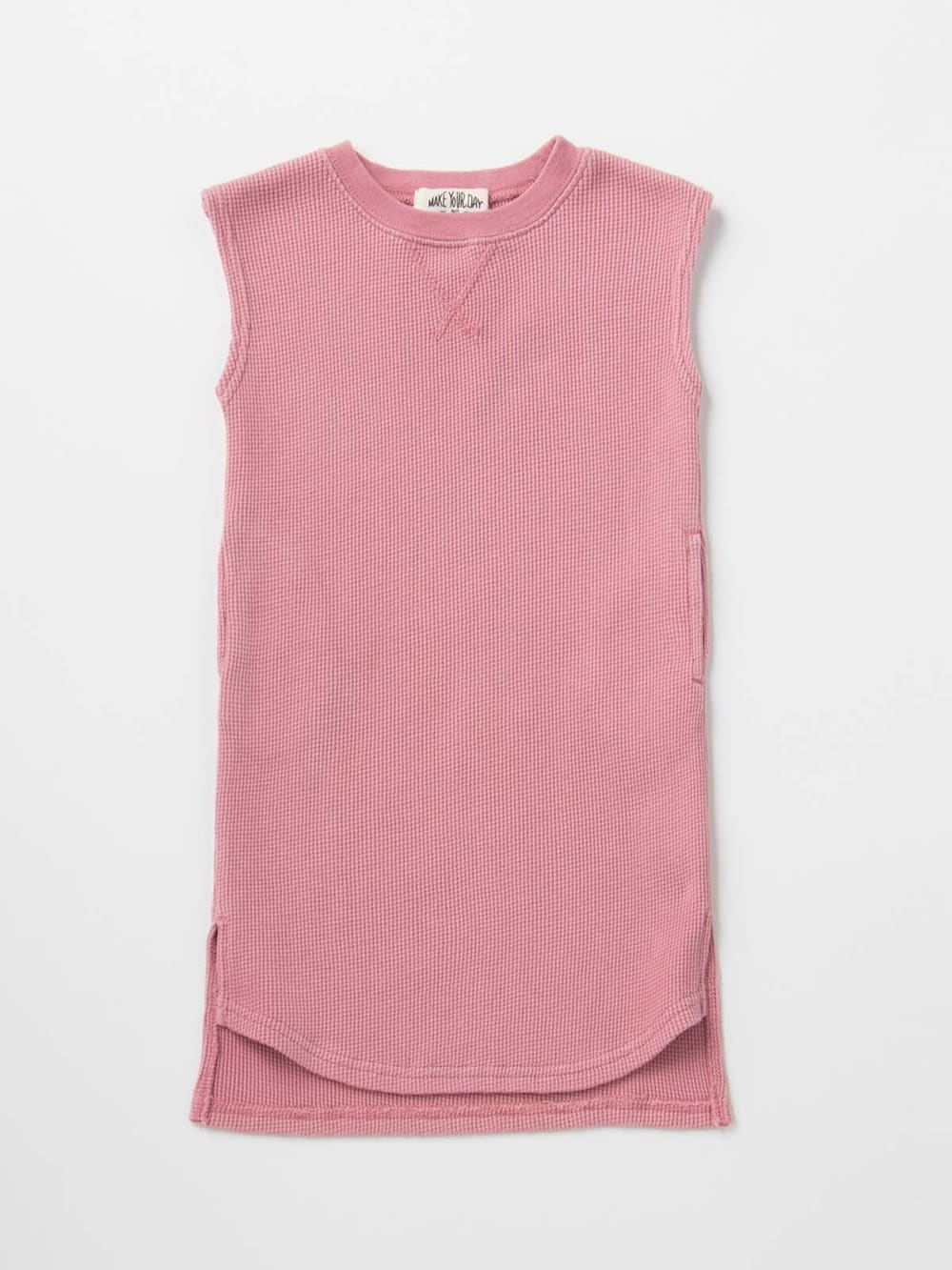 ベビー ワンピース|【ベビー服】MAKE YOUR DAY（メイクユアデイ）ワッフルノースリ―ブワンピース|ピンク