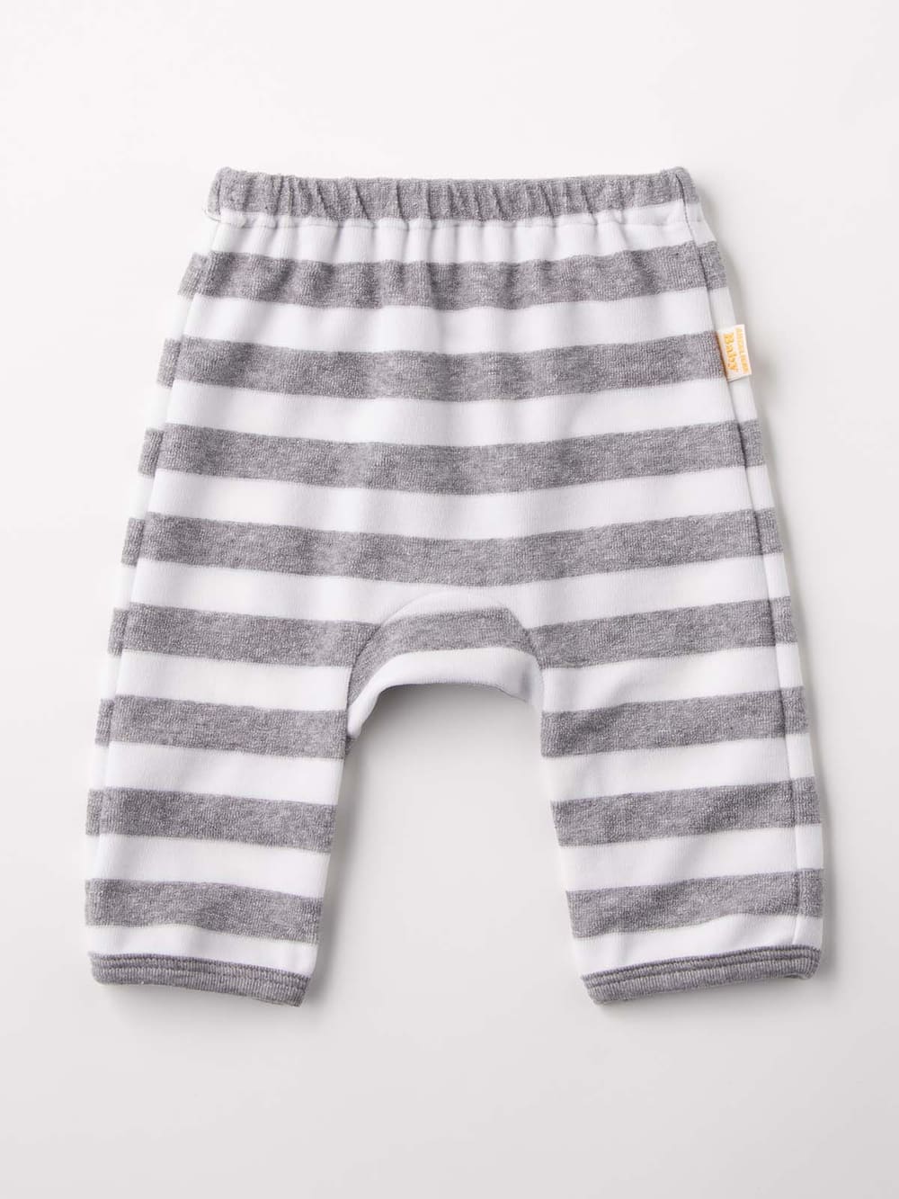 ベビー パンツ|【日本製】ANGELIEBEオリジナル シンカーパイルモンキーパンツ|シロ×杢グレーボーダー
