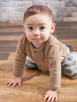 ベビー アウター|【日本製】ANGELIEBEオリジナル 裏毛カーディガン|ラバーブラウン