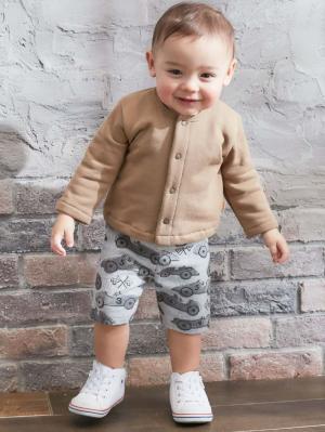 ベビー アウター|【日本製】ANGELIEBEオリジナル 裏毛カーディガン|ラバーブラウン