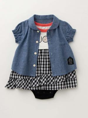 【ベビー服】Ampersand（アンパサンド）重ね着風スカートロンパース 50822