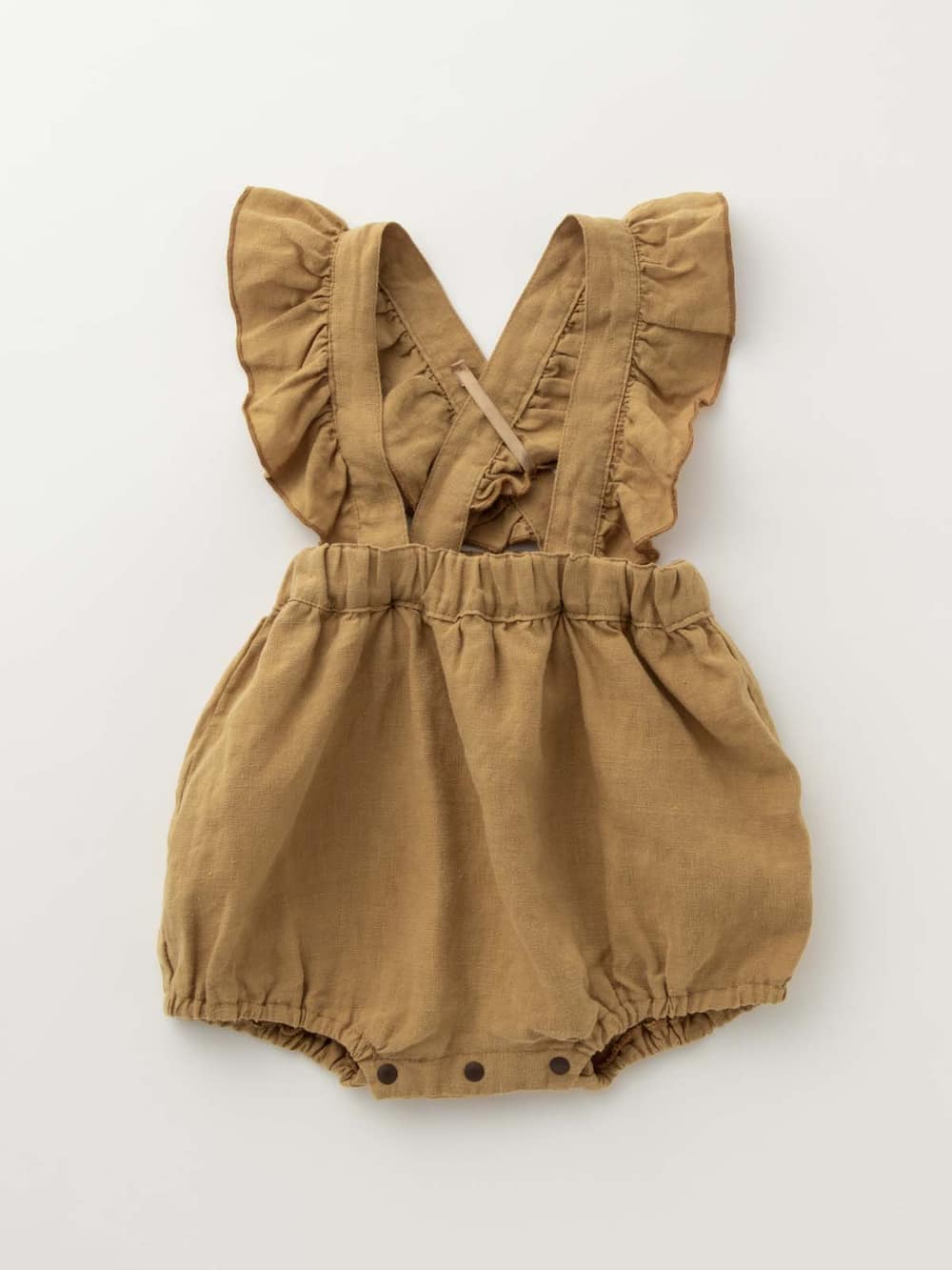 ベビー パンツ|La Stella（ラ ステラ）リネンフリルショルダーサロペット|ベージュ