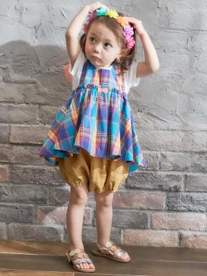 ベビー パンツ|La Stella（ラ ステラ）リネンフリルショルダーサロペット|ベージュ