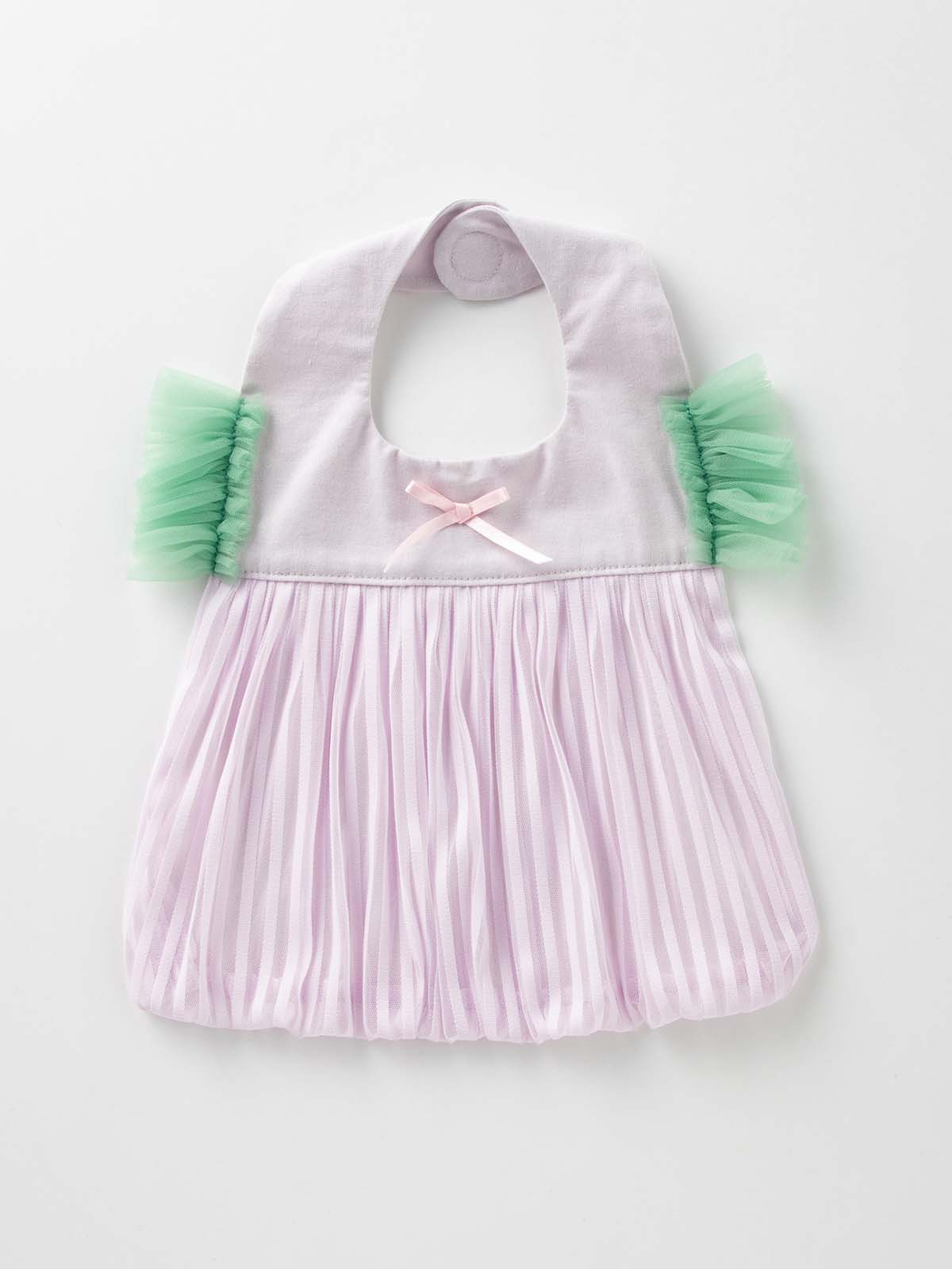 スタイ（よだれかけ）|【日本製】【niva】チュールスリーブビブ|パープル×グリーン