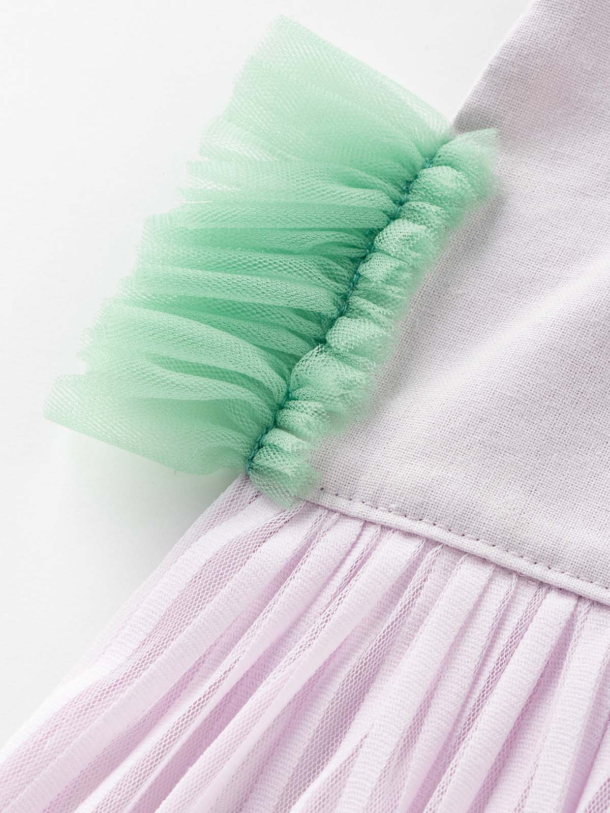 スタイ（よだれかけ）|【日本製】【niva】チュールスリーブビブ|パープル×グリーン