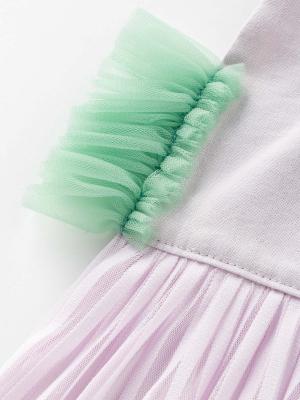 スタイ（よだれかけ）|【日本製】【niva】チュールスリーブビブ|パープル×グリーン