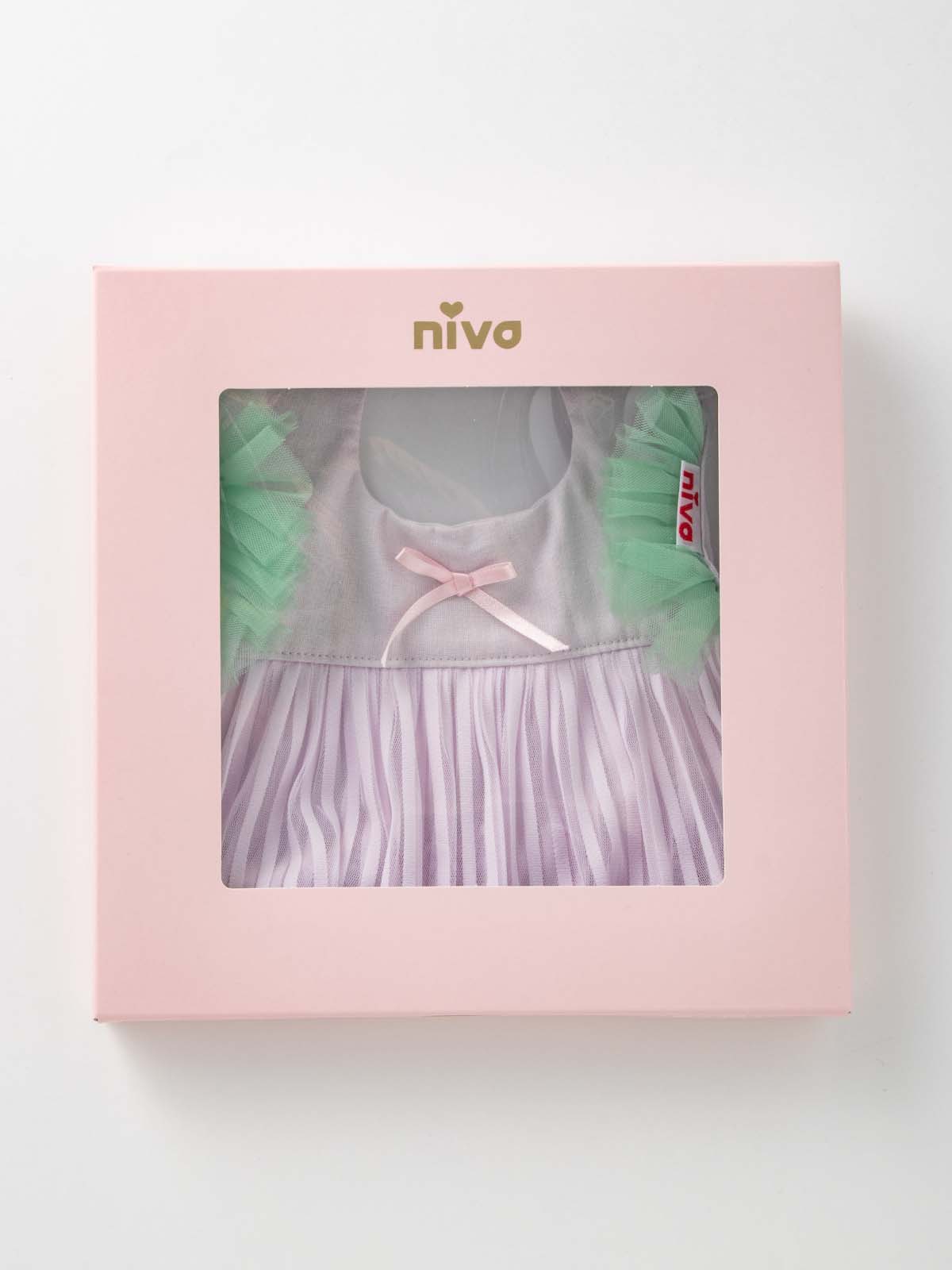 スタイ（よだれかけ）|【日本製】【niva】チュールスリーブビブ|パープル×グリーン