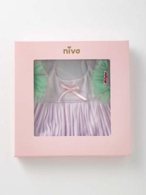 スタイ（よだれかけ）|【日本製】【niva】チュールスリーブビブ|パープル×グリーン