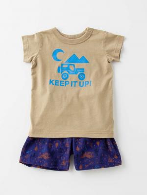 ベビー パンツ|Ampersand（アンパサンド）アウトドア柄Tシャツ＆パンツ2点セット|ベージュ