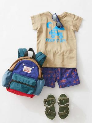 ベビー パンツ|Ampersand（アンパサンド）アウトドア柄Tシャツ＆パンツ2点セット|ベージュ