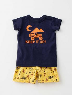 ベビー パンツ|Ampersand（アンパサンド）アウトドア柄Tシャツ＆パンツ2点セット|ネイビー