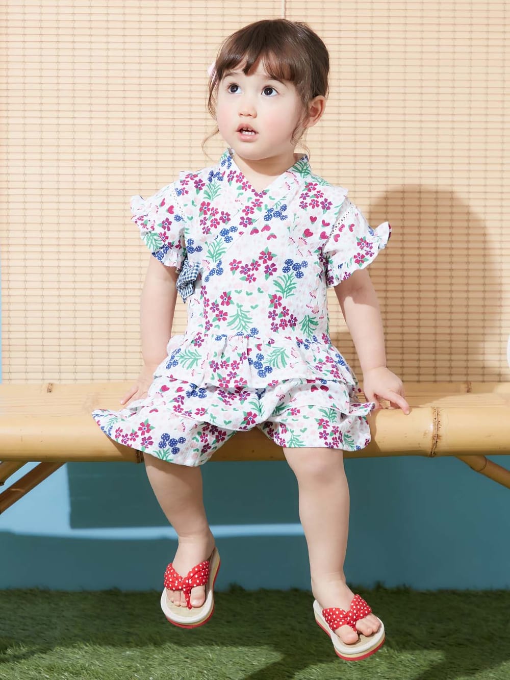 ベビー 甚平 浴衣 Ampersand 小花柄フリルスカート甚平 ベビー 新生児 服 ベビー用品通販 エンジェリーベ 公式