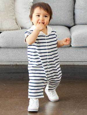 ロンパース・カバーオール|【親子コーデ可】ベビーマリンボーダーロンパース