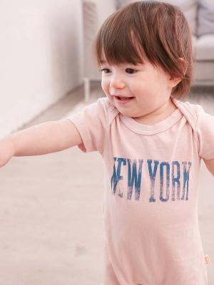 ロンパース・カバーオール|【ベビー服】【日本製】ANGELIEBEオリジナルカレッジロゴロンパース|ピンク