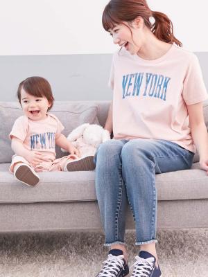 ロンパース・カバーオール|【ベビー服】【日本製】ANGELIEBEオリジナルカレッジロゴロンパース|ピンク