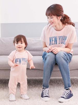 ロンパース・カバーオール|【ベビー服】【日本製】ANGELIEBEオリジナルカレッジロゴロンパース|ピンク