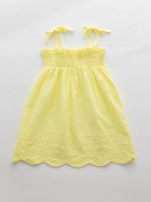 ベビー ワンピース|【ベビー服】【親子コーデ可】【3WAY】【セット】スカラップレースシャーリングキャミワンピース&ブルマセット|ペールイエロー