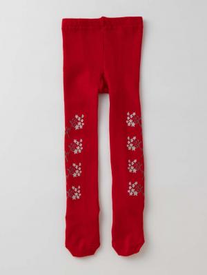 ベビーシューズ・ファーストシューズ・ベビー靴下|Ampersand（アンパサンド）いろいろ柄タイツ|花柄レッド