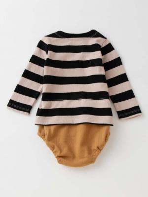 ロンパース・カバーオール|La Stella（ラ ステラ）ボーダーレイヤードボディ