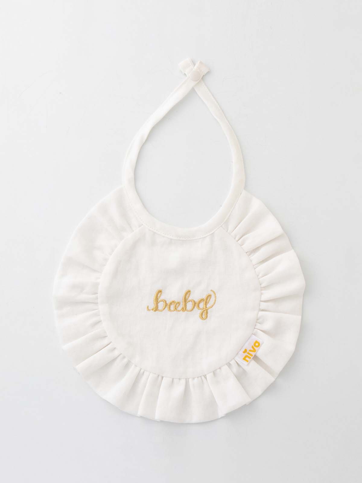 スタイ（よだれかけ）|【日本製】【niva】コットンリネンベビービブ|ホワイト