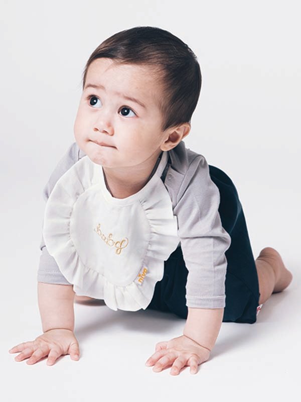 スタイ（よだれかけ）|【日本製】【niva】コットンリネンベビービブ|ホワイト