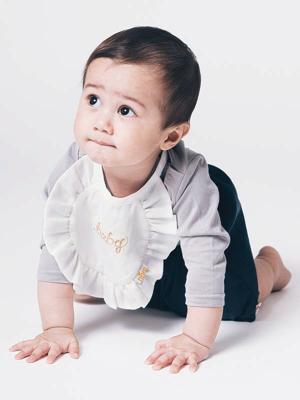 スタイ（よだれかけ）|【日本製】【niva】コットンリネンベビービブ|ホワイト