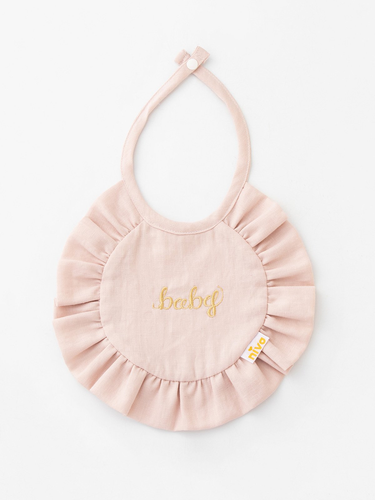 スタイ（よだれかけ）|【日本製】【niva】コットンリネンベビービブ|ピンク