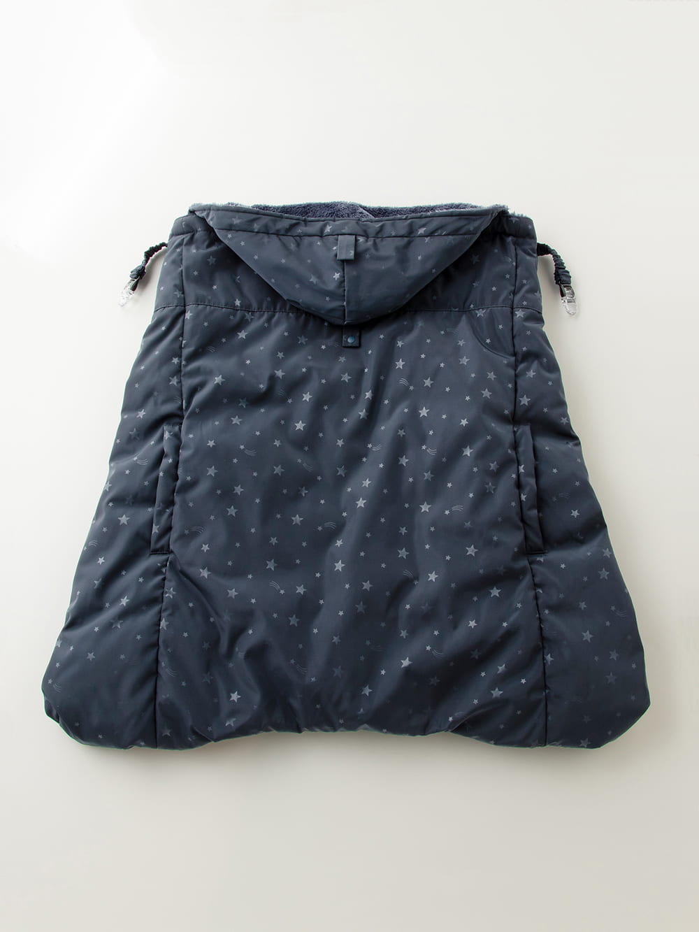 ベビーケープ|エンボス流星柄タフタ×シャギーフリースワンタッチケープ|ネイビー