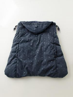 ベビーケープ|エンボス流星柄タフタ×シャギーフリースワンタッチケープ|ネイビー