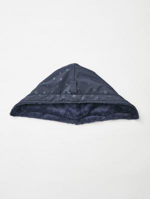 ベビーケープ|エンボス流星柄タフタ×シャギーフリースワンタッチケープ|ネイビー