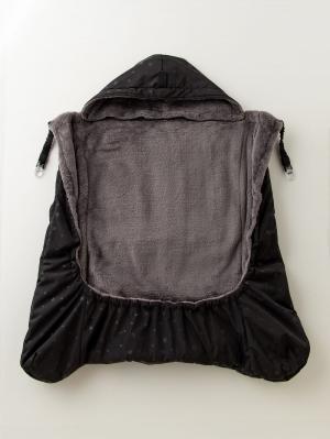 ベビーケープ|エンボス流星柄タフタ×シャギーフリースワンタッチケープ|ネイビー