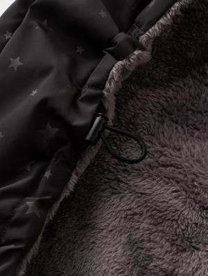 ベビーケープ|エンボス流星柄タフタ×シャギーフリースワンタッチケープ|ネイビー