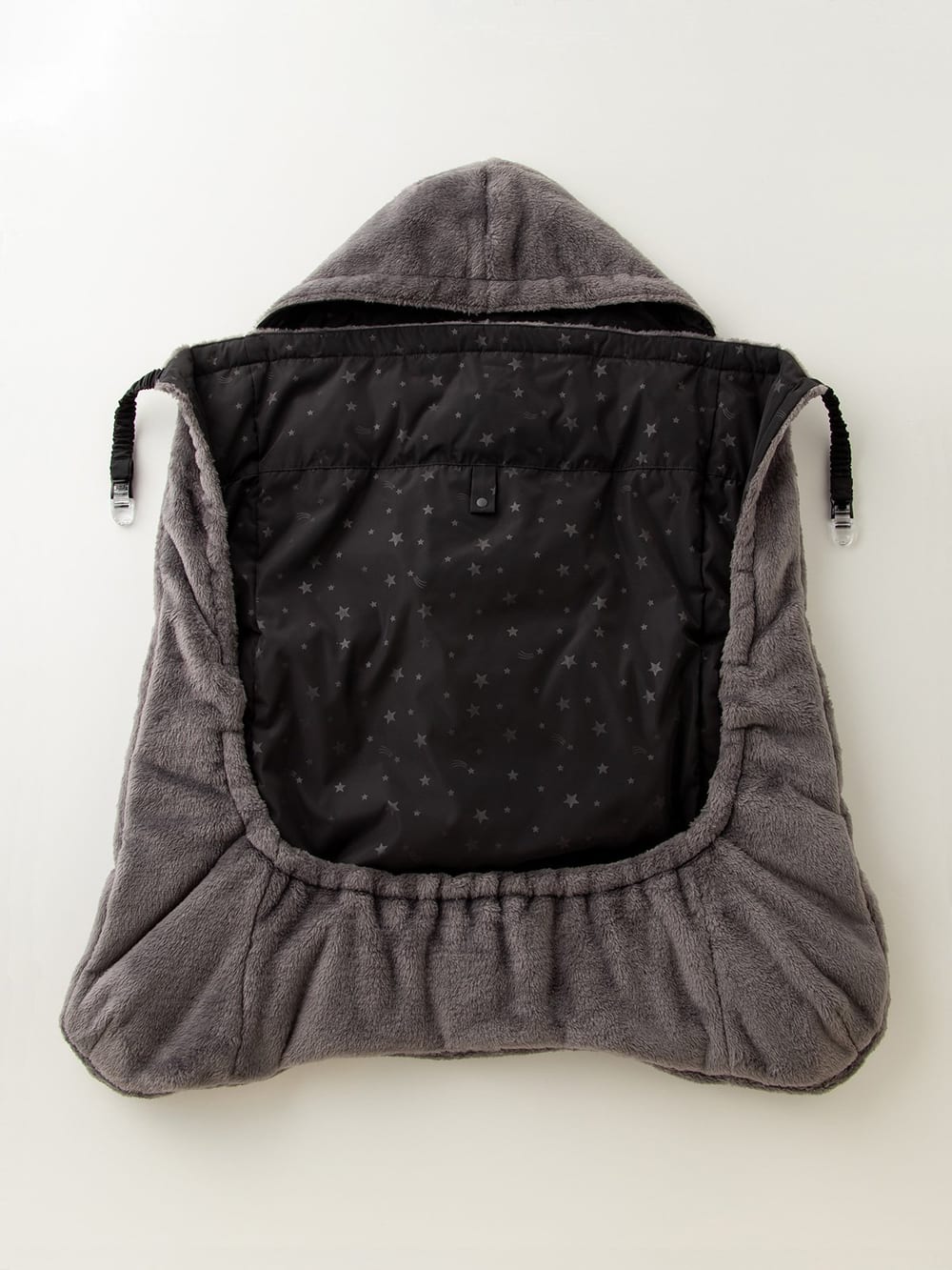 ベビーケープ|エンボス流星柄タフタ×シャギーフリースワンタッチケープ|ネイビー