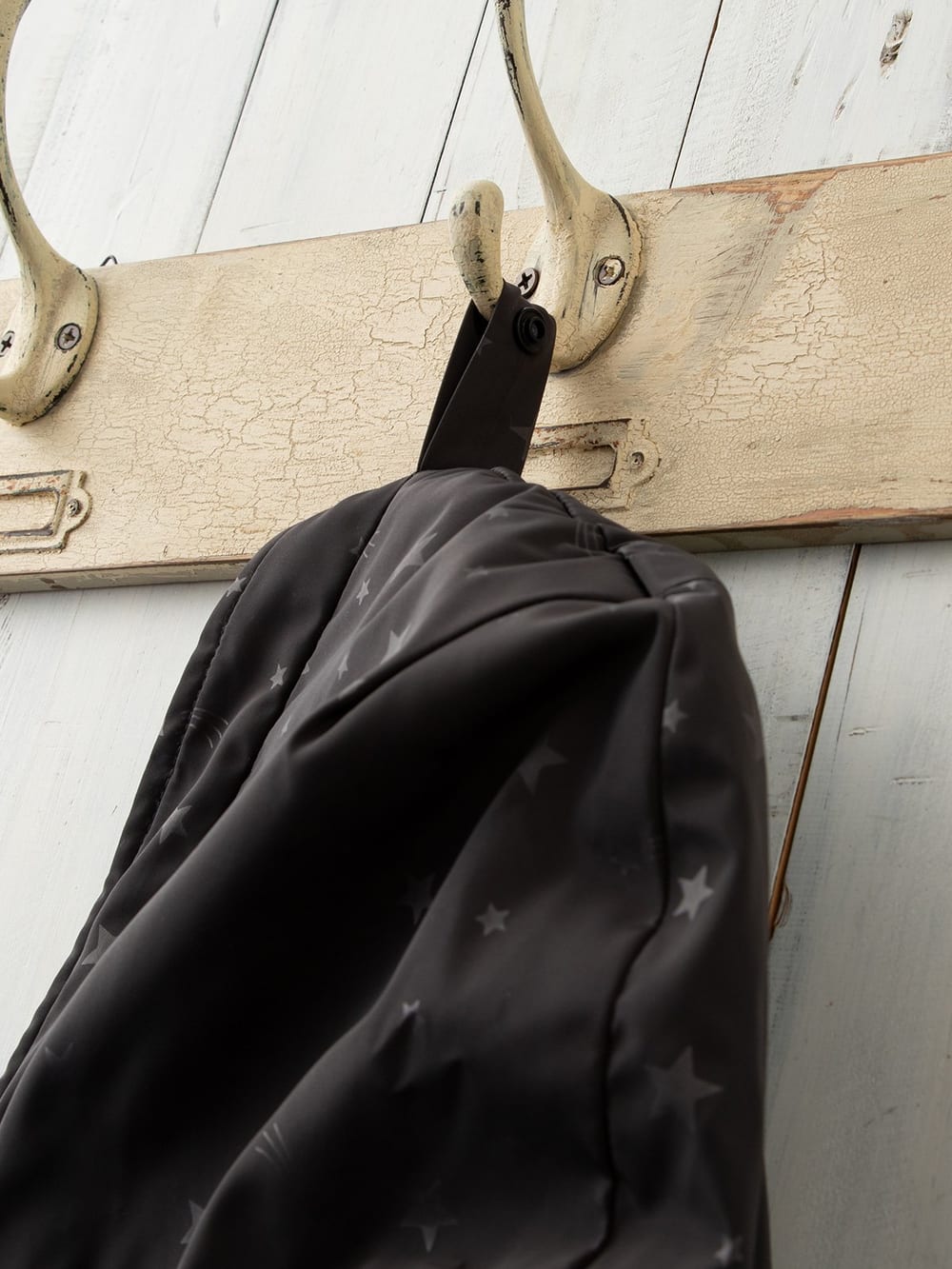 ベビーケープ|エンボス流星柄タフタ×シャギーフリースワンタッチケープ|ネイビー