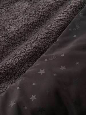 ベビーケープ|エンボス流星柄タフタ×シャギーフリースワンタッチケープ|ネイビー