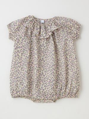 ロンパース・カバーオール|Boribon oeuf（ボリボンウーフ）フリル衿付きロンパース|キナリ