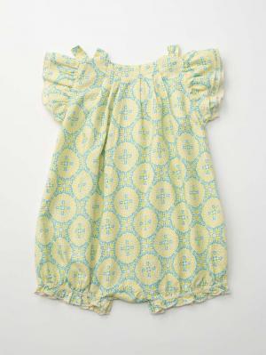 ロンパース・カバーオール|La Stella（ラ ステラ）タイル柄リボンギャザーロンパース