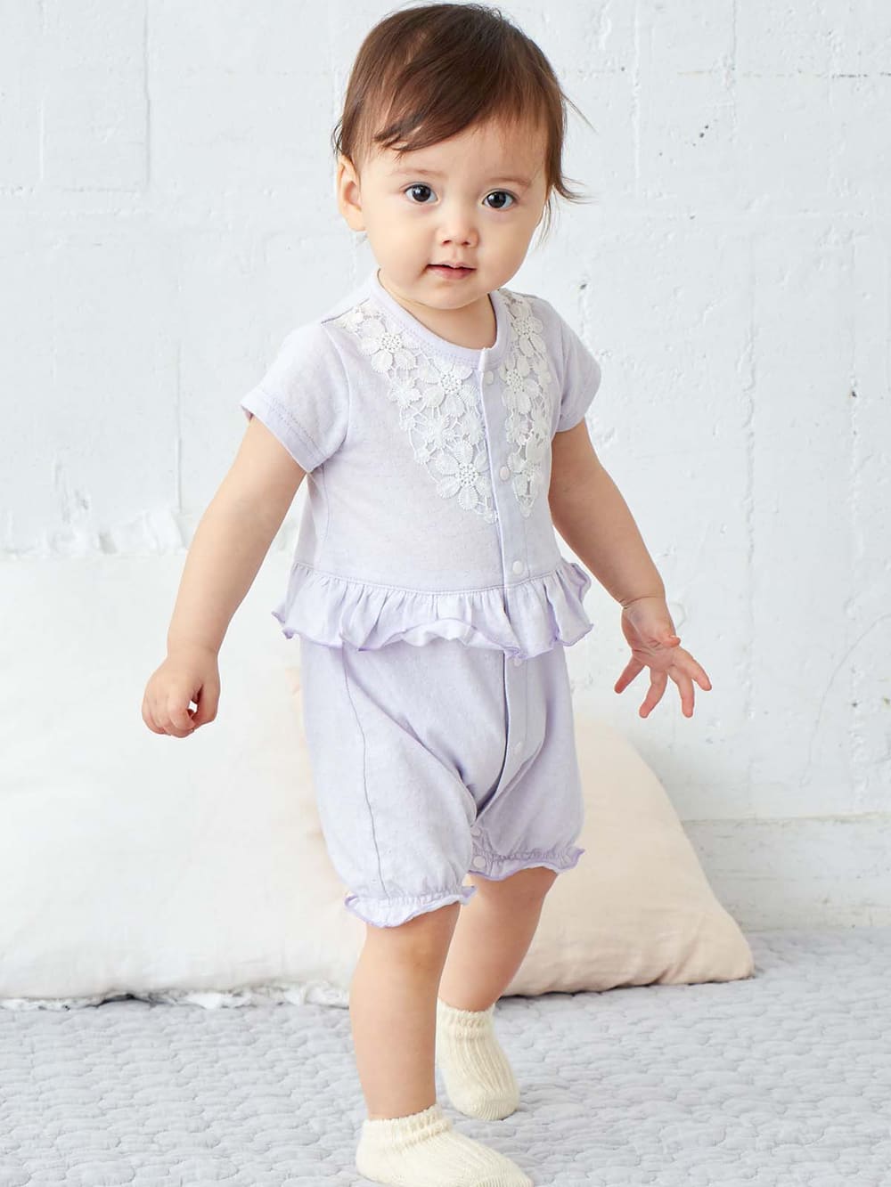 ロンパース・カバーオール | 【Kids zoo】レース付フリルロンパース ｜ベビー服（新生児服）・ベビー用品通販｜ エンジェリーベ 公式