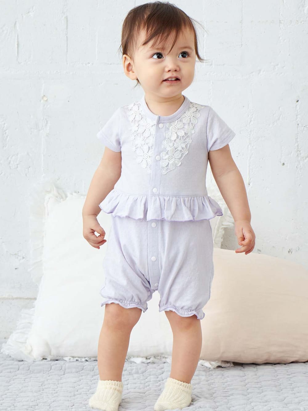 ロンパース・カバーオール | 【Kids zoo】レース付フリルロンパース ｜ベビー服（新生児服）・ベビー用品通販｜ エンジェリーベ 公式