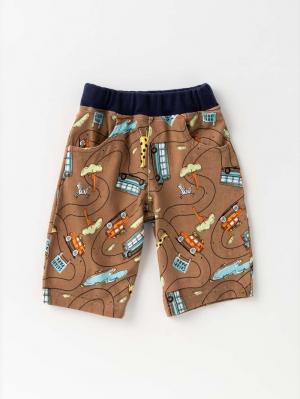 ベビー パンツ|moujonjon（ムージョンジョン）プリント6分丈パンツ|ブラウン