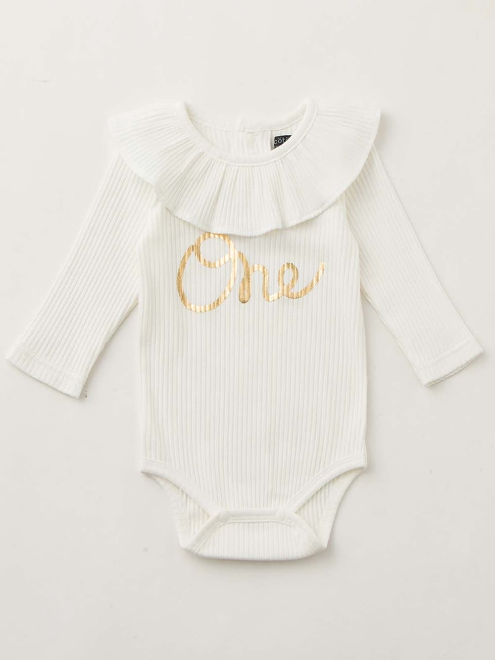 ロンパース・カバーオール|coto cotte（コトコト）衿フリルリブボディ|オフホワイト