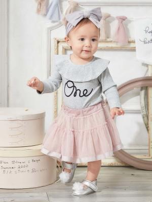 ロンパース・カバーオール|coto cotte（コトコト）衿フリルリブボディ|杢グレー