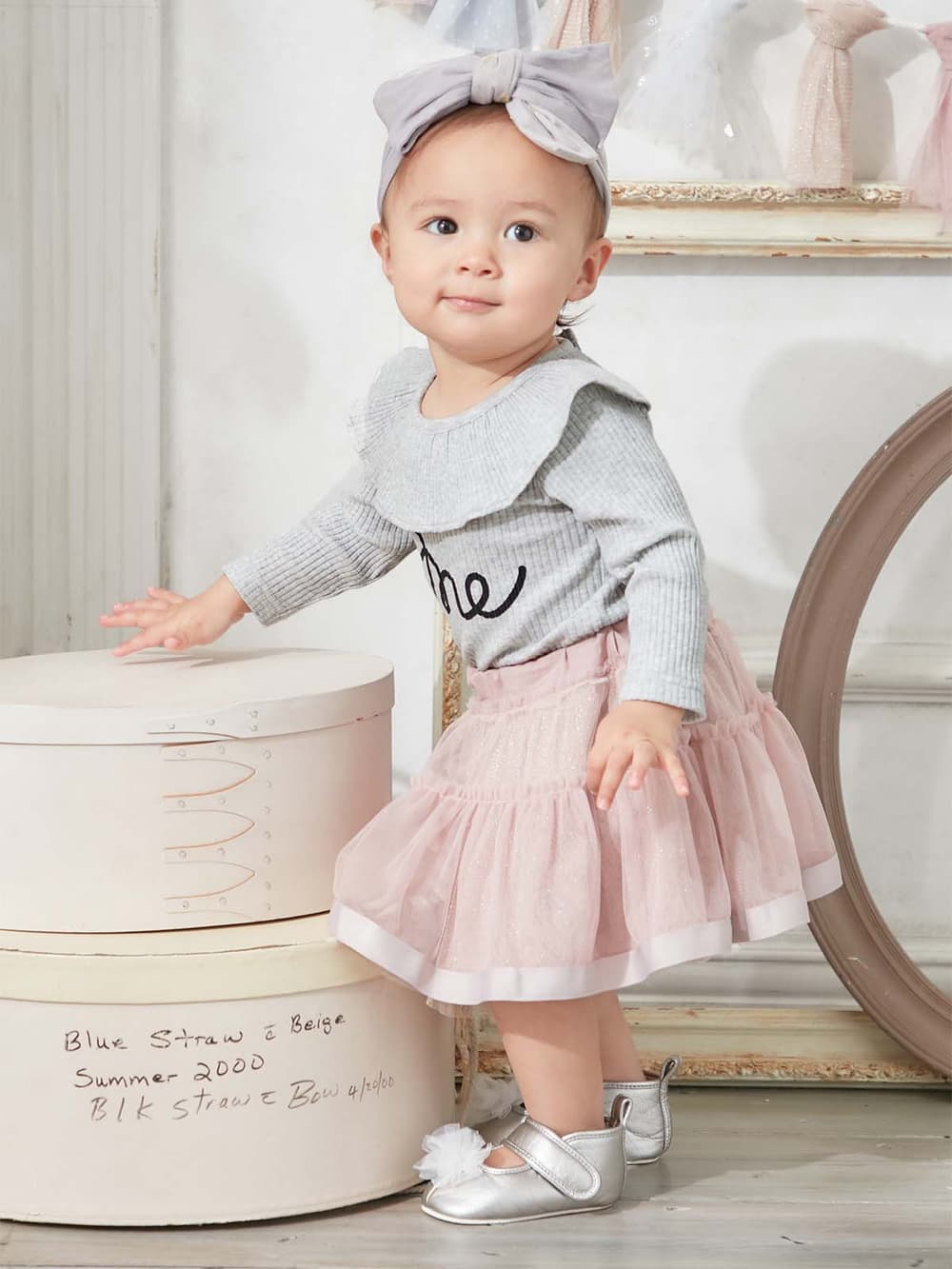 ロンパース・カバーオール|coto cotte（コトコト）衿フリルリブボディ|杢グレー